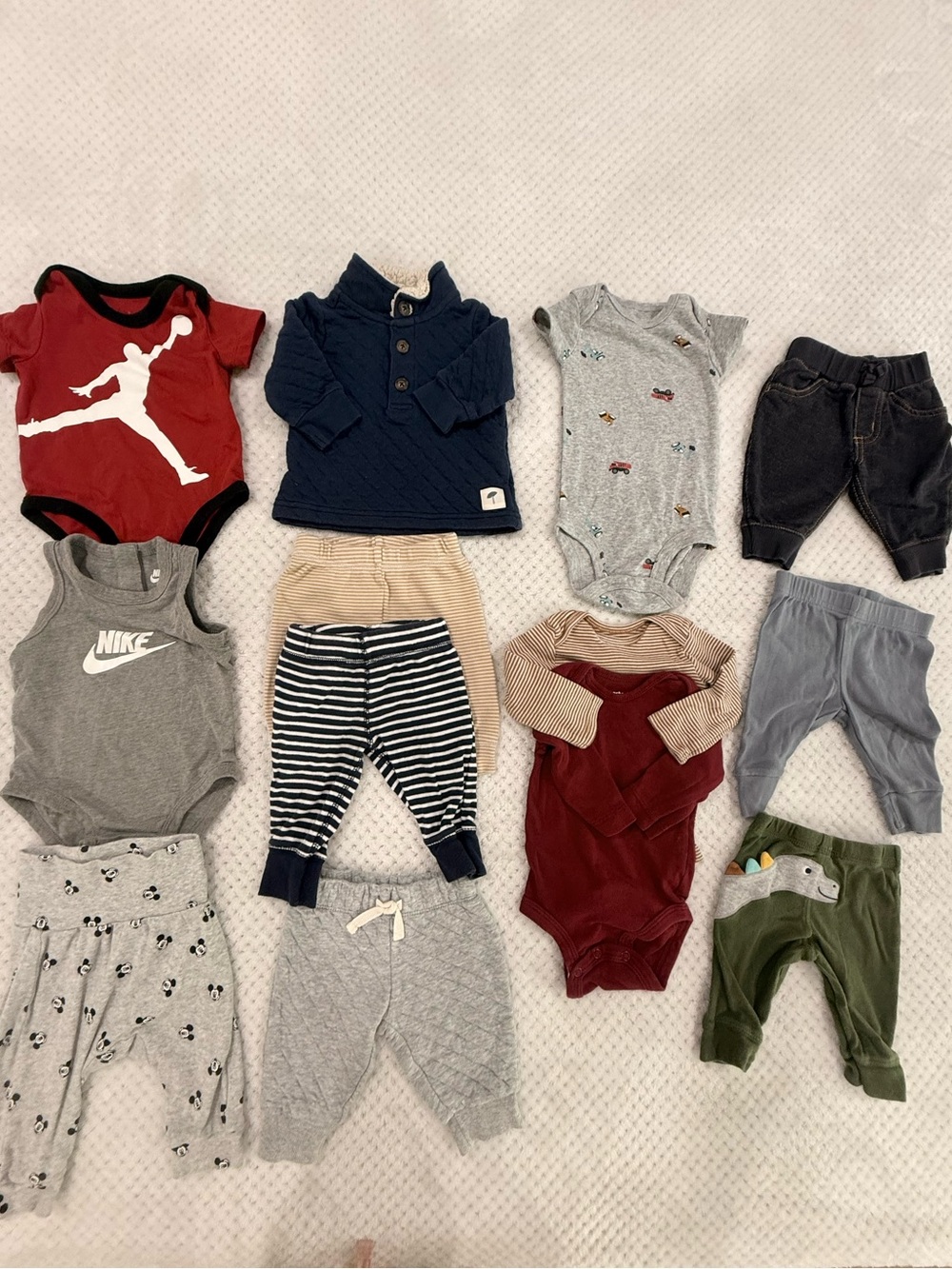 Carter’s Baby Boy Bundle 13 Pieces Nike Jordan Disney NB-3M Clothes Lot